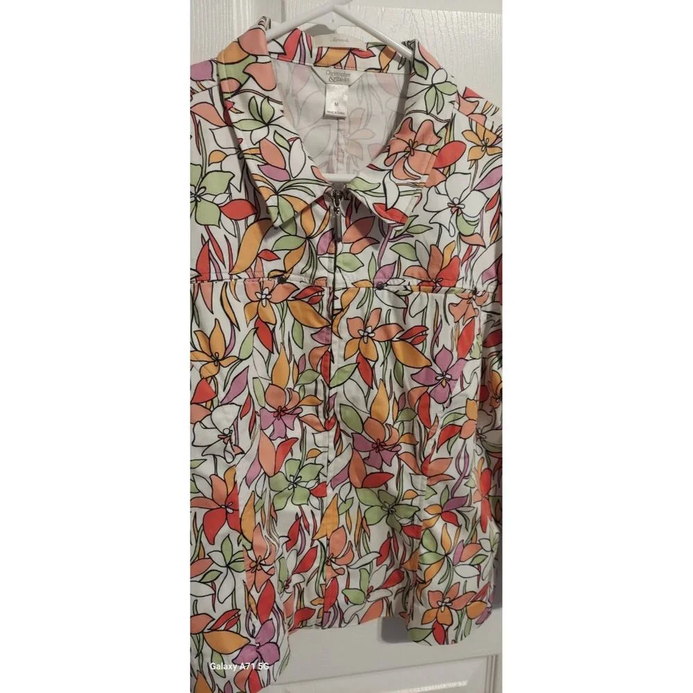 CJ Banks Paisley Flowered‎ Jacket. Size M Zipper Womens Stretch Dress Fashion
